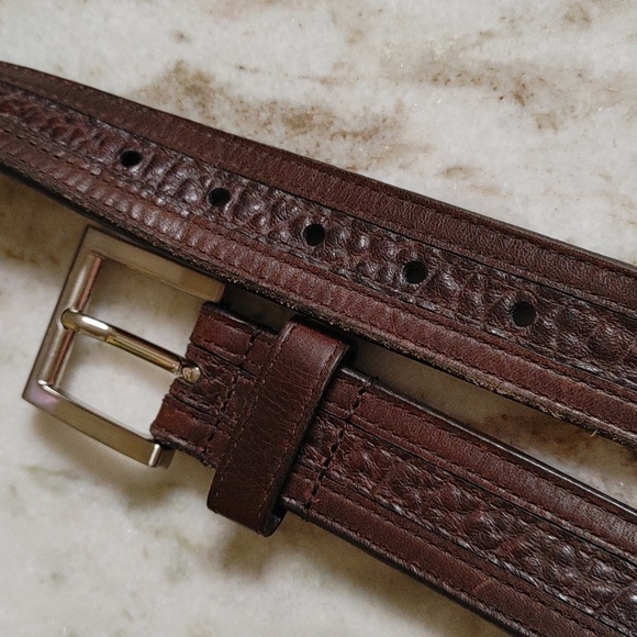 Men's Lejon Bison Leather Belt Dark Brown Size 46 - Picture 10 of 11